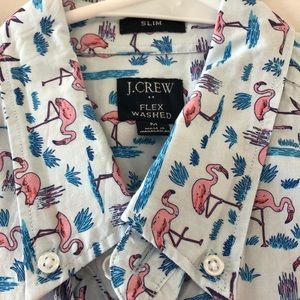 J Crew Slim Fit Flexed Wash Tropical Print Shirt